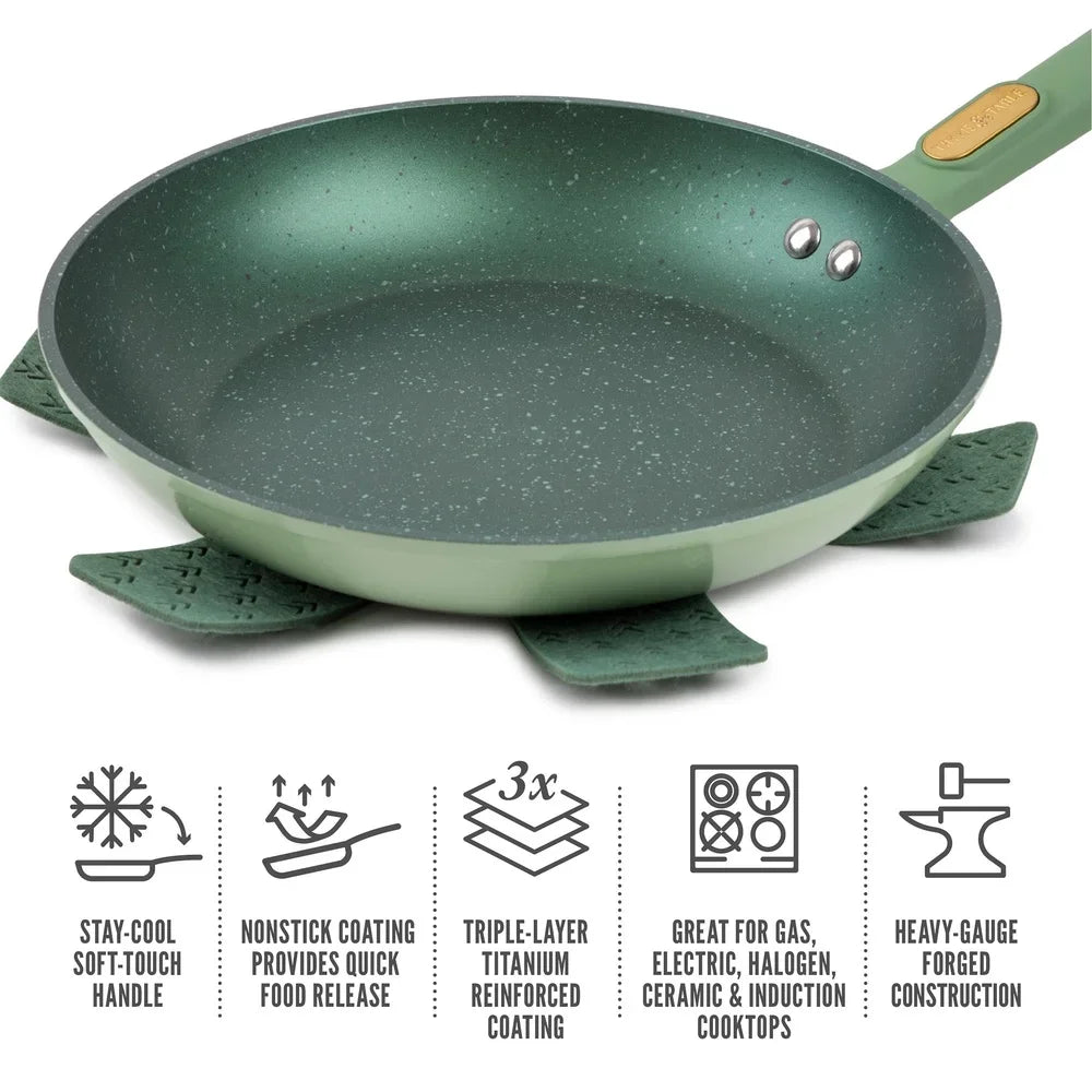 Nonstick 10 Inch Fry Pan Granite Collection Dishwasher Safe Durable Aluminum Induction Safe Cookware Kitchen Essential Easy