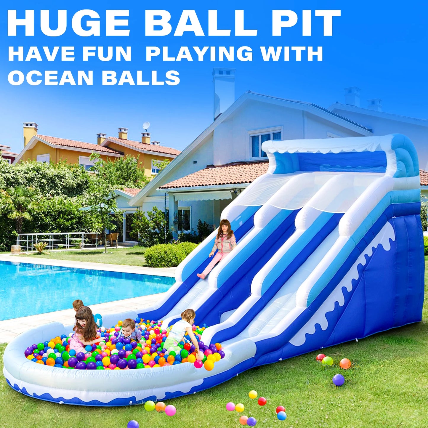 VANCEN Double Inflatable Water Slide With Blower For Backyard