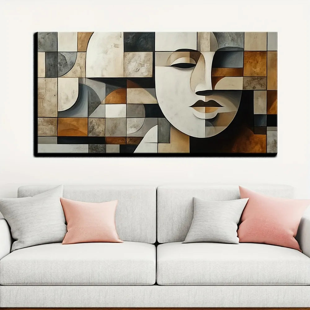 Hand Painted Oil Paintings With Abstract Geometric Shapes Wall Art