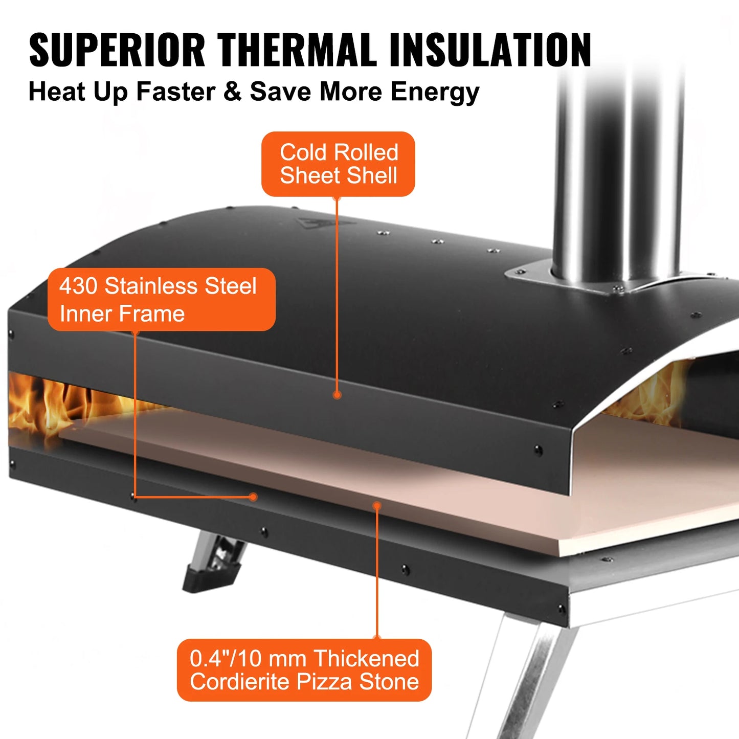 Outdoor Charcoal Oven Portable Stainless Steel Grill And Pizza Oven