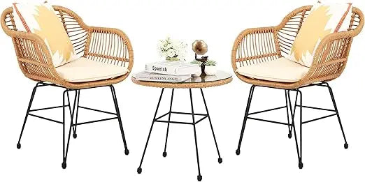 Three Piece Wicker Outdoor Patio Set Outdoor Bistro Balcony Furniture