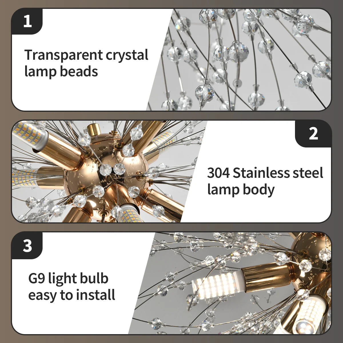 Crystal Dandelion Chandelier With G9 Bulbs Pendant Light For Living Room