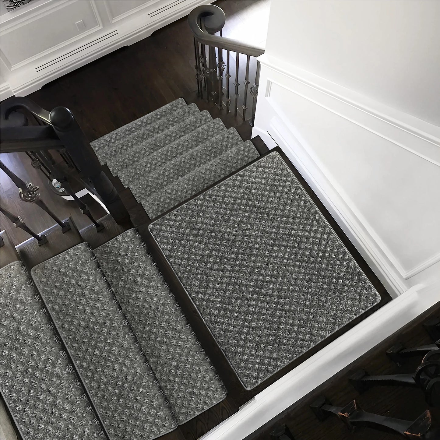 Bullnose Carpet Stair Treads Set Non Slip Premium Soft Washable