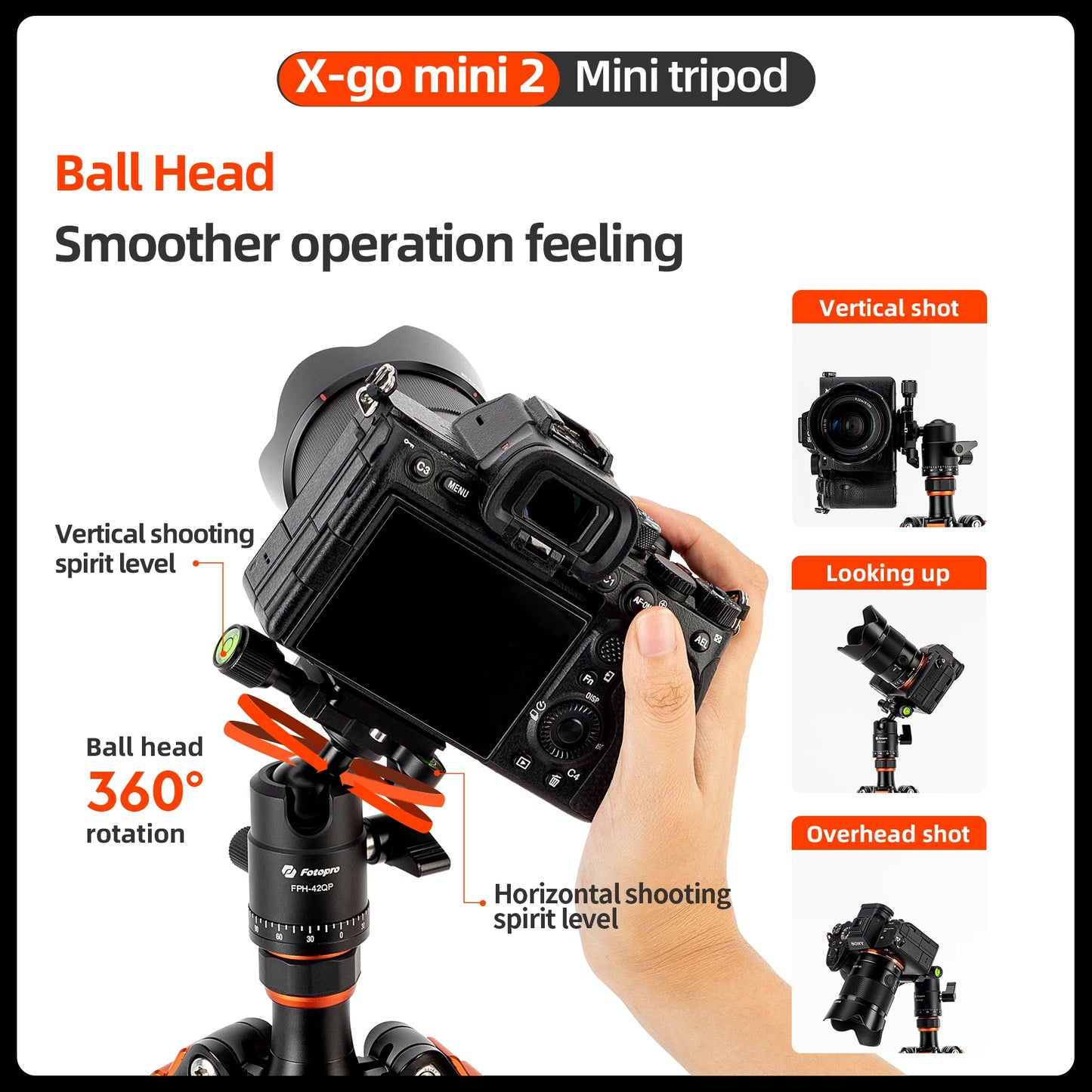 Fotopro X-GO MINI2 Mini Tripod with Ball Head for Cameras