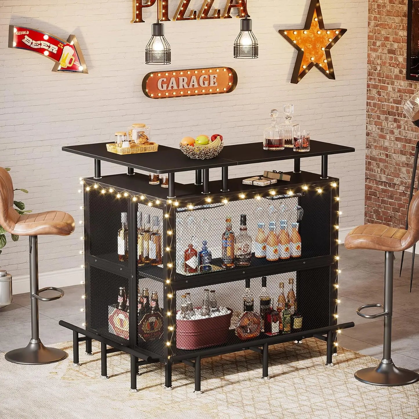 Little Tree Home Bar Unit L-Shaped With Stemware Racks