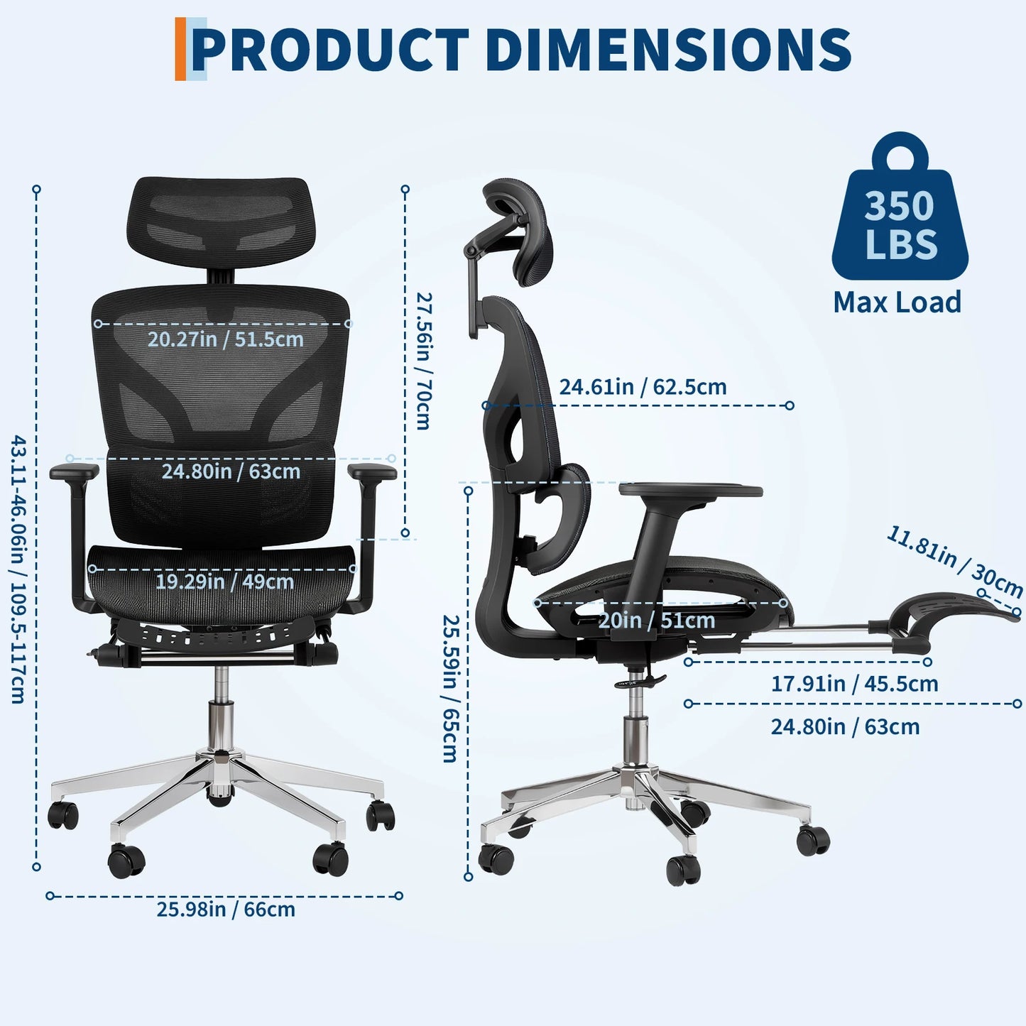 HiMISSE Ergonomic High Back Mesh Office Chair With 3D Armrests