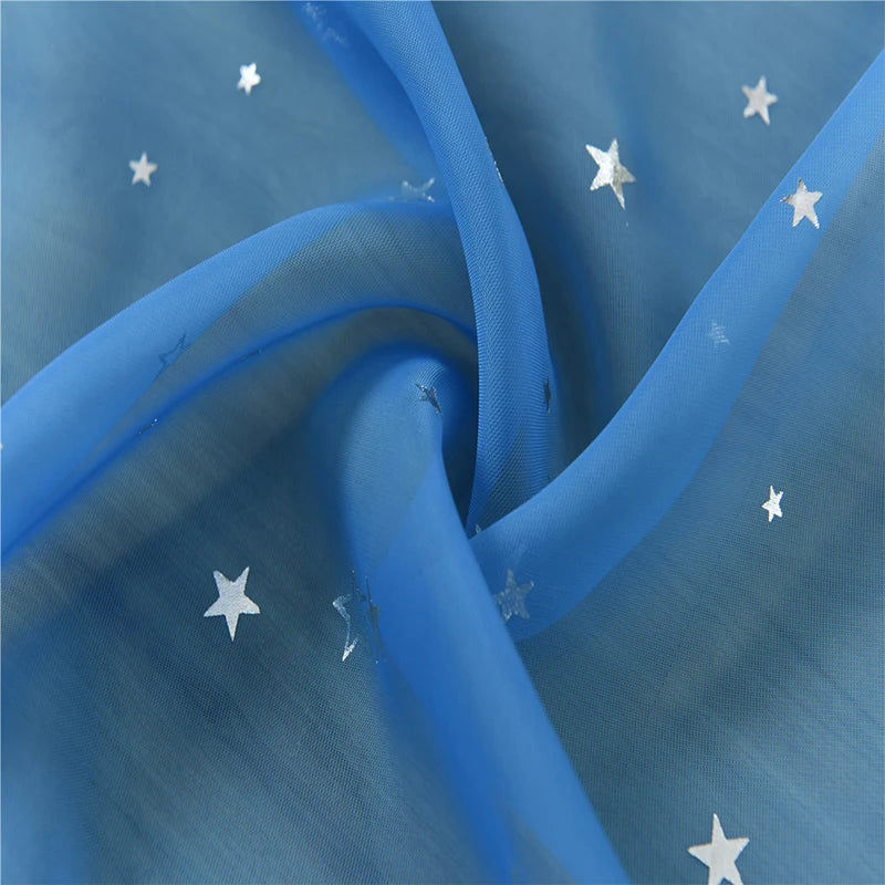 Hot Stamping Stars Tulle Sheer Curtains Home Decor