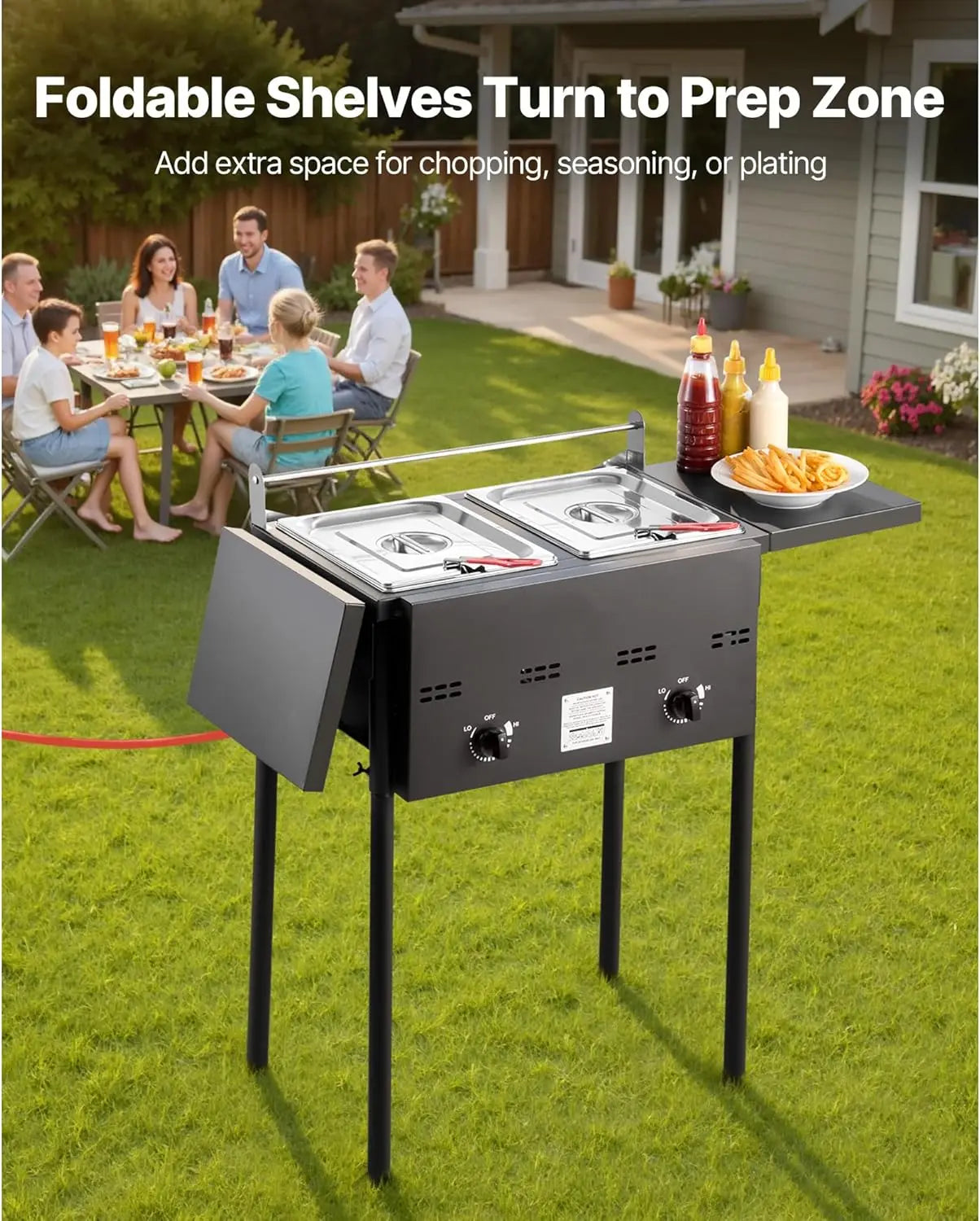 Outdoor Propane Deep Fryer With Double Burners And Stainless Steel