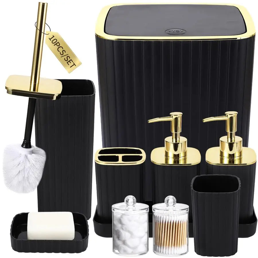 Bathroom Accessories Set With Toilet Brush And Trash Can