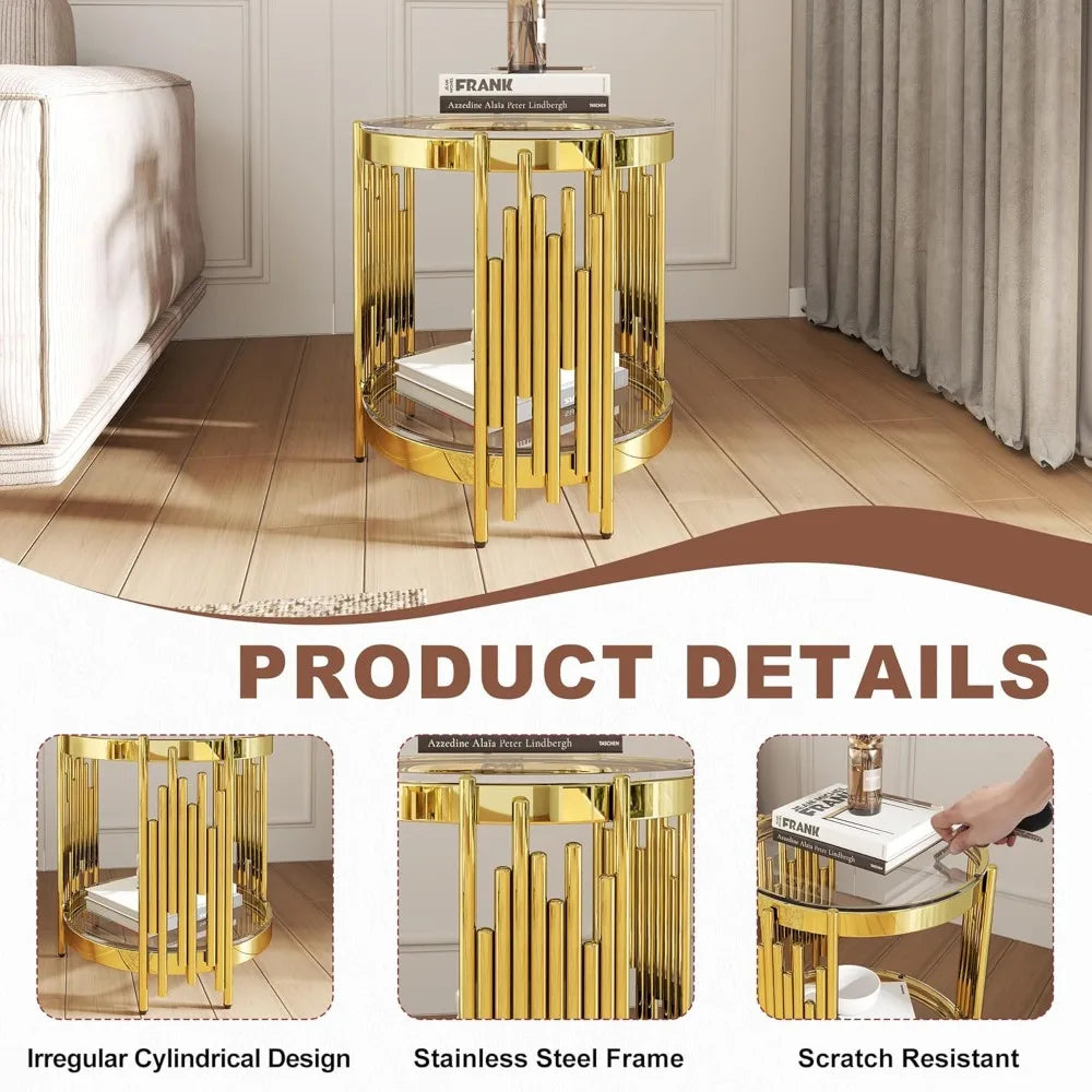 MKDK 3-Piece Glass Coffee Table Set and End Tables