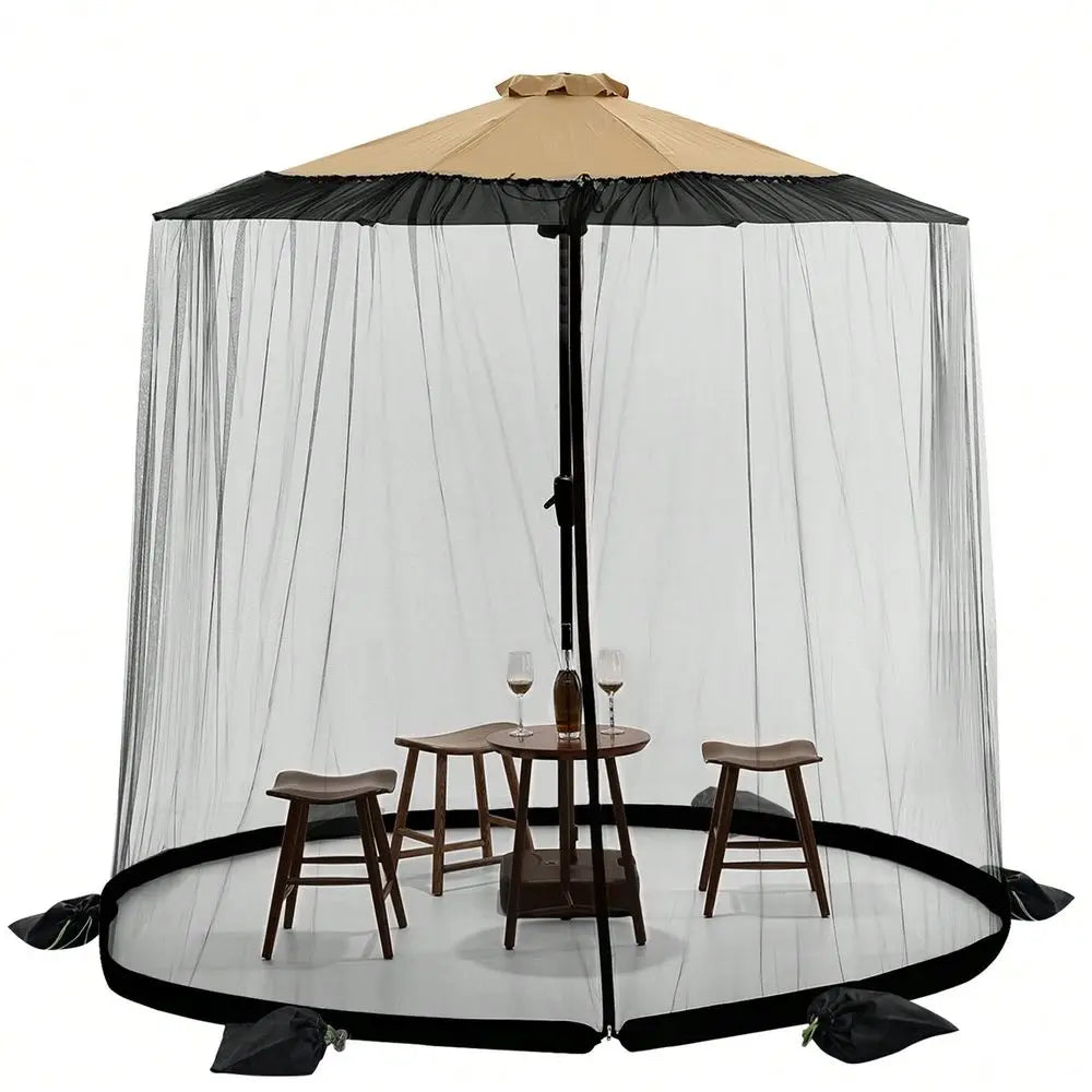 Adjustable Mosquito Net For Umbrella Zipper Door 6 Sandbags, Portable Bug Tent For Outdoor Camping, Beach, Garden Insect Protec