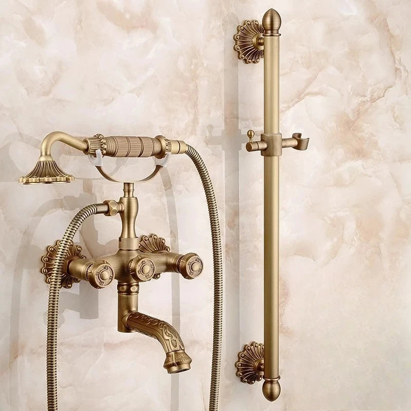 ZGRK Wall Mounted Bathtub Shower Dual Control Faucet Set