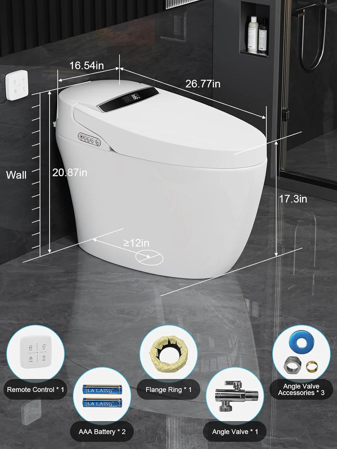 Smart One-Piece Tankless Toilet With Heated Seat Night Light