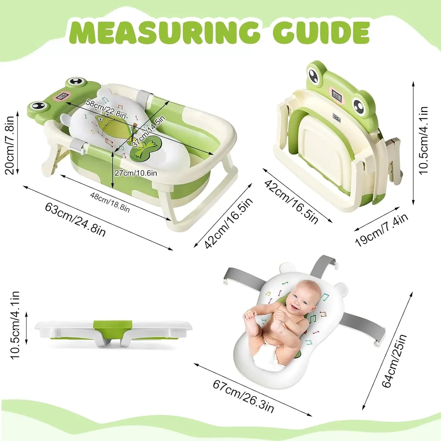 Baby Bath Tub Foldable With Cushion And Thermometer
