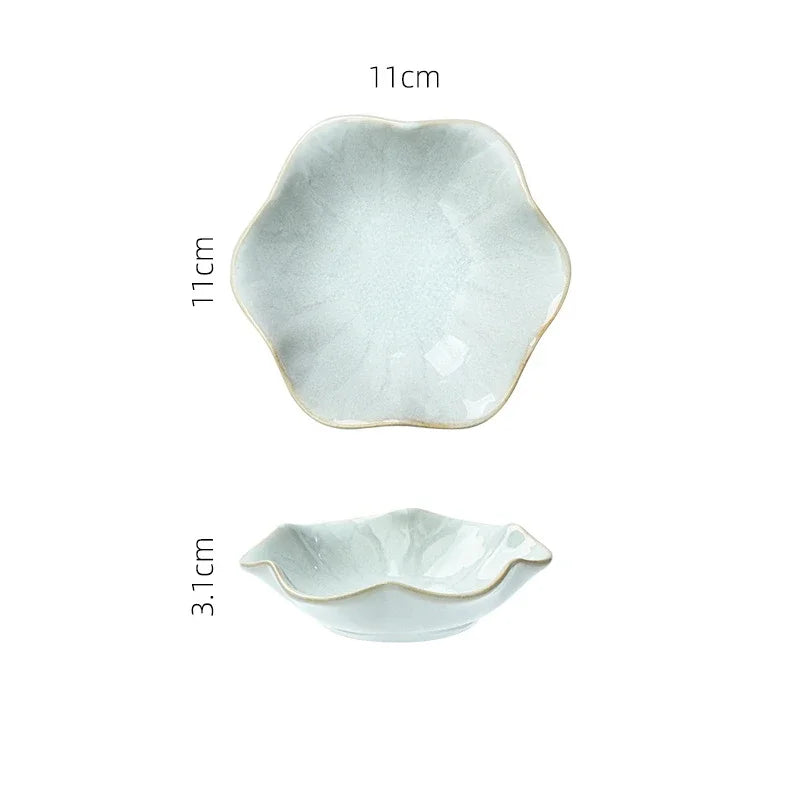 Japanese Ceramic Plate Retro Kiln Glaze Barbecue Mini Dipping Dish Sashimi Sushi Soy Sauce Dishes Home Desktop Snack Plates New