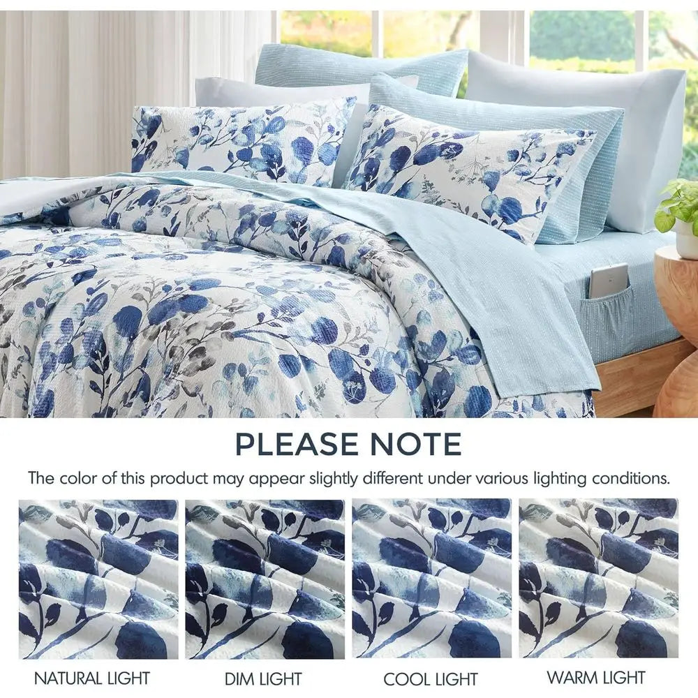 Seersucker Botanical Comforter Set Bed In A Bag Cotton Bedding
