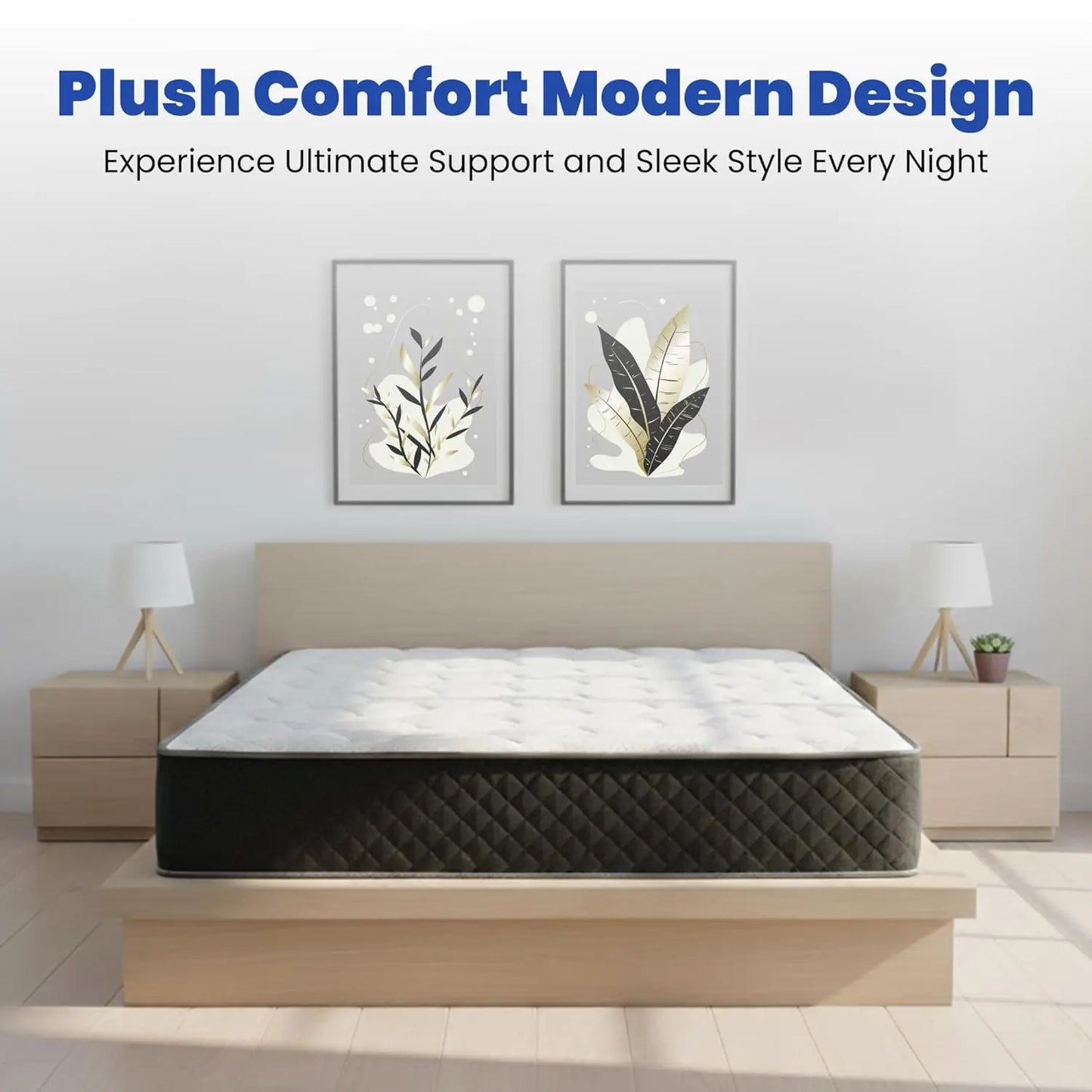 Hybrid Plush Mattress With Cooling Gel Memory Foam And Coils