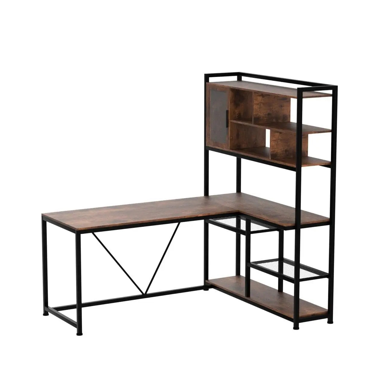 NONE L Shaped Computer Desk With Built In LED Lighting