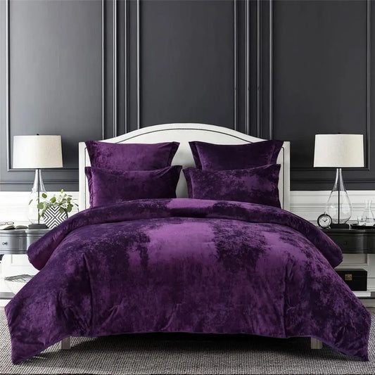 Velvet Comforter Set With Cotton Fill Five Piece Bedding