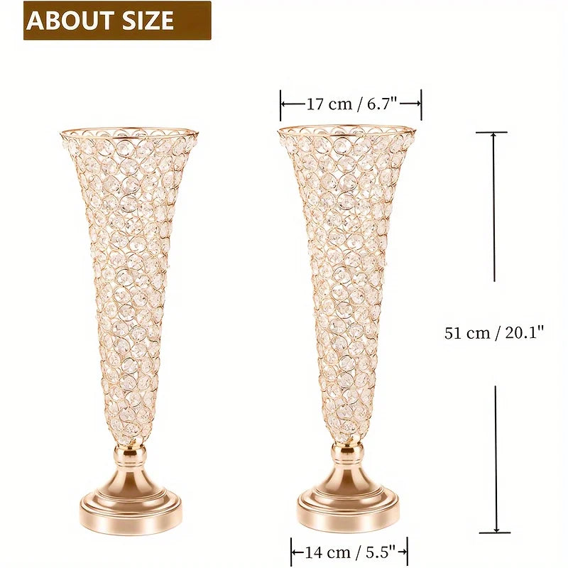 Metal Centerpiece Vases Pair For Modern Home Decor