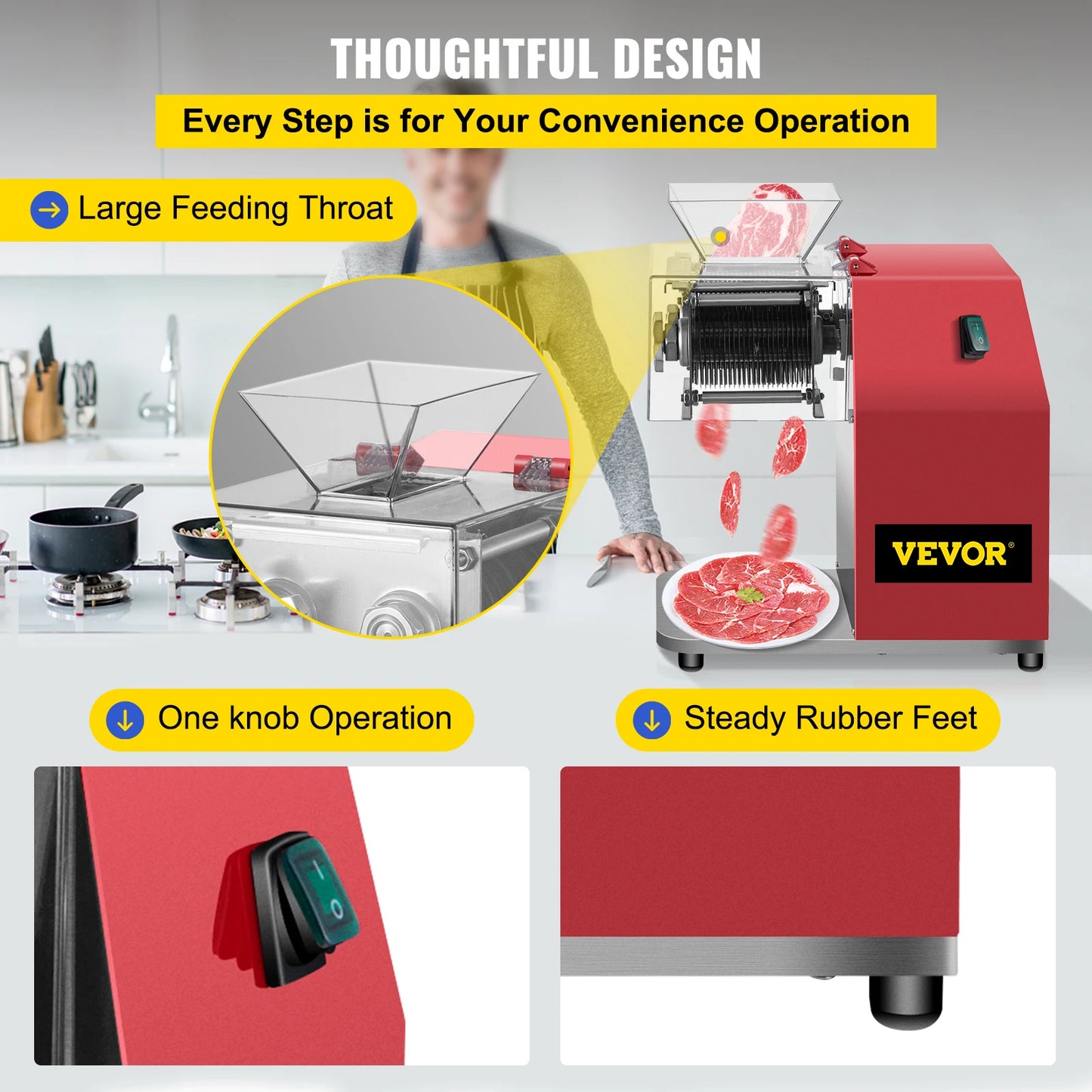 VEVOR Commercial Electric Meat Slicer Grinder Vegetable Cutter Shredder 850W