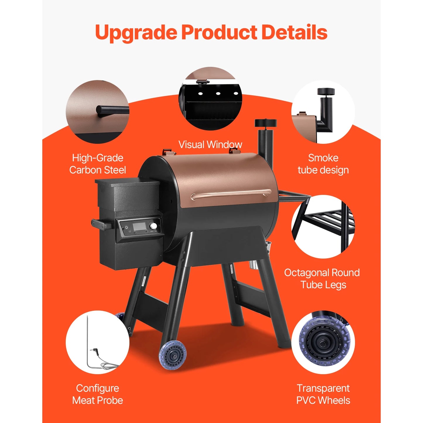 SucceBuy Wood Pellet Grill Smoker With WiFi App Control