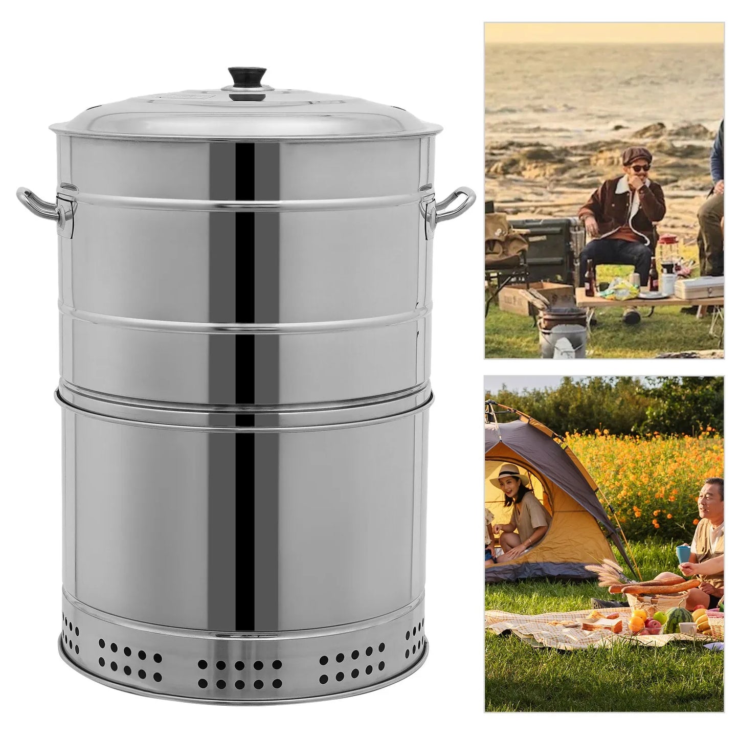 Stainless Steel Charcoal Barbecue Grill With 50 Skewers For Camping