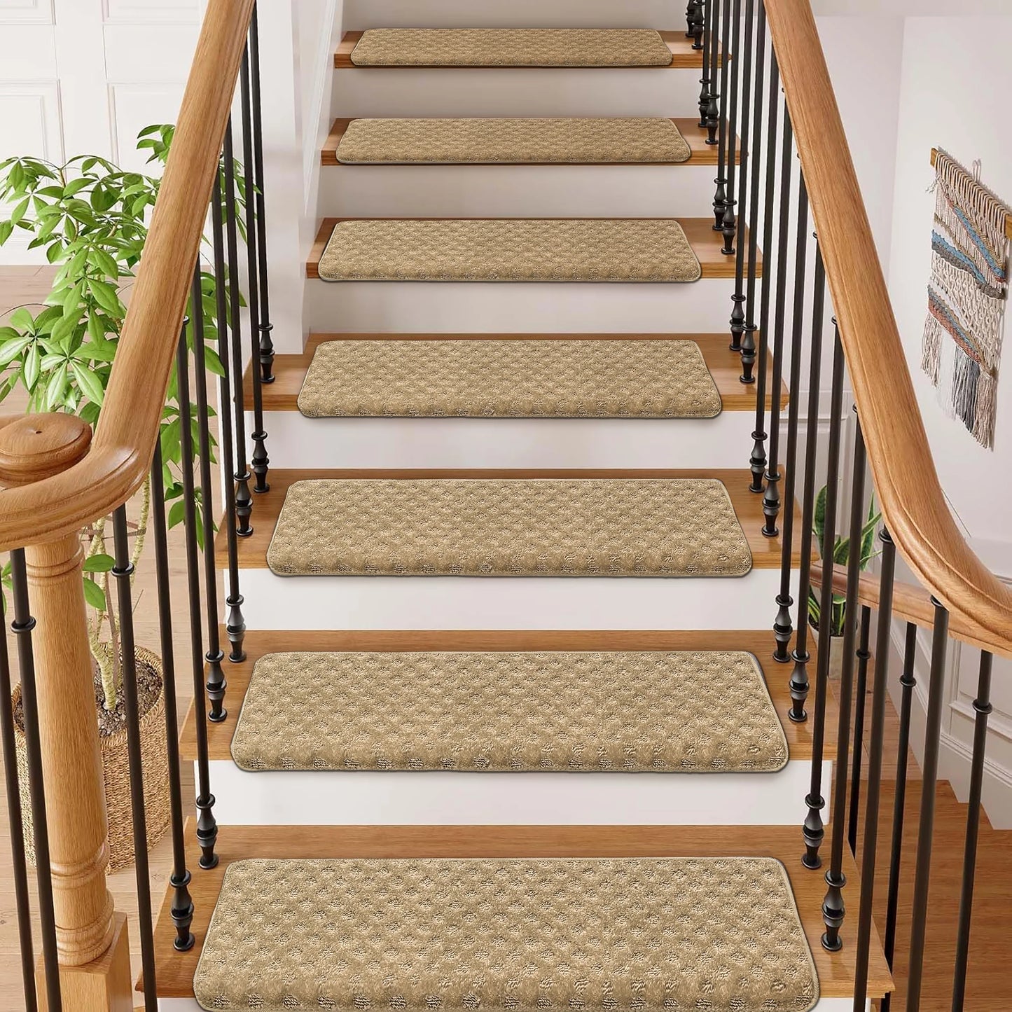 Bullnose Carpet Stair Treads Set Non Slip Premium Soft Washable