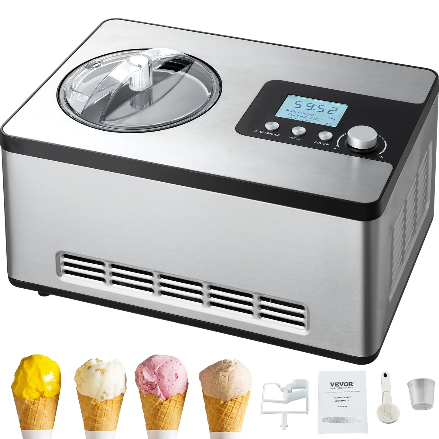 VEVOR Ice Cream Maker With Builtin Compressor For Home Kitchen