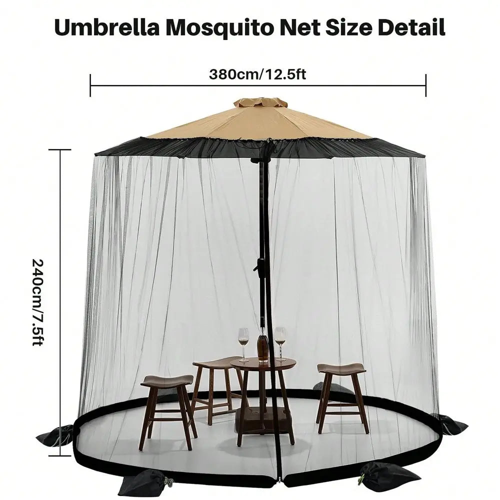 Adjustable Mosquito Net For Umbrella Zipper Door 6 Sandbags, Portable Bug Tent For Outdoor Camping, Beach, Garden Insect Protec