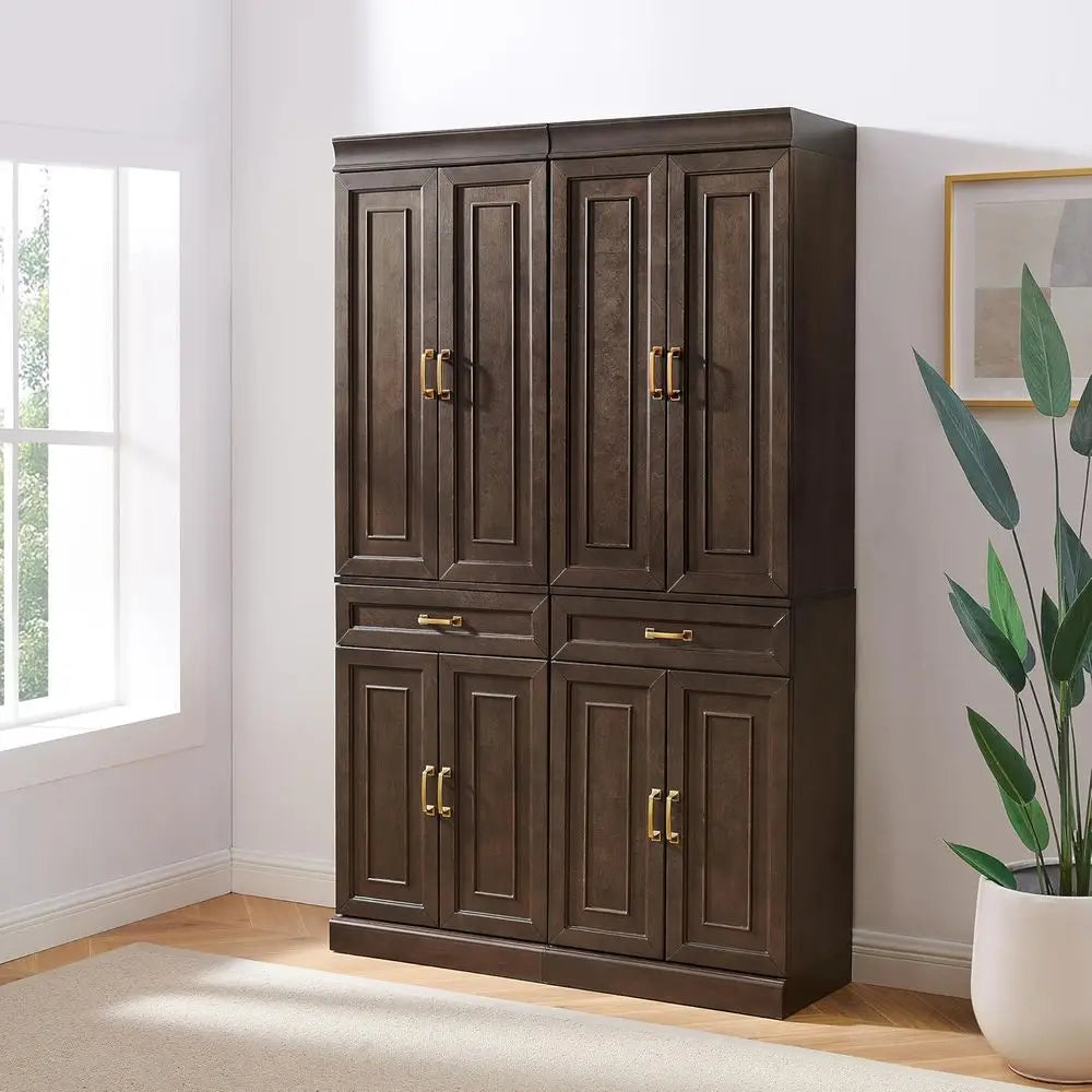 Stanton 2-Piece Pantry Storage Cabinet Set with Shelves, Kitchen, Dining, or Laundry Room, Coee