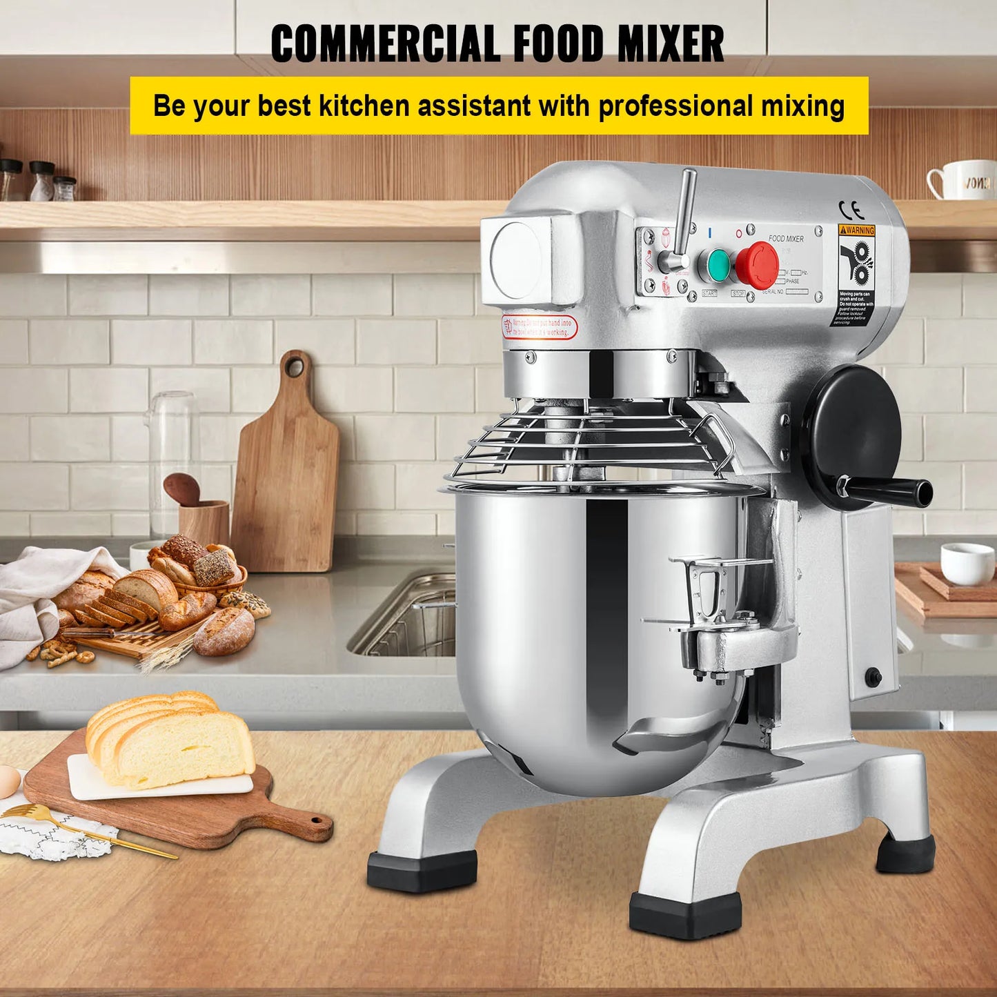 SucceBuy Electric Dough Machine Stainless Steel Commercial Egg Whisk Mixer