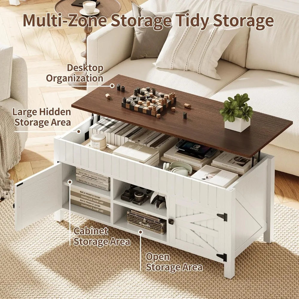 Lift Top Coffee Table With Storage Farmhouse Wood Center Table