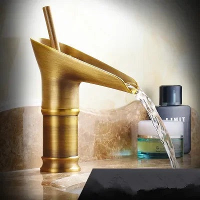 ZGRK Bathroom Faucet Single Lever Waterfall Basin Mixer Brass