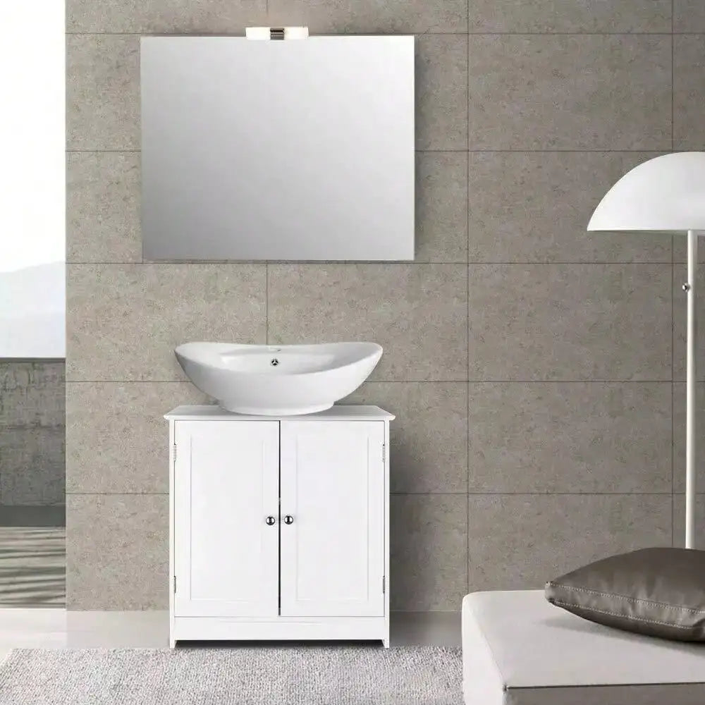 Under Sink Storage Vanity Cabinet With Double Doors And Shelves