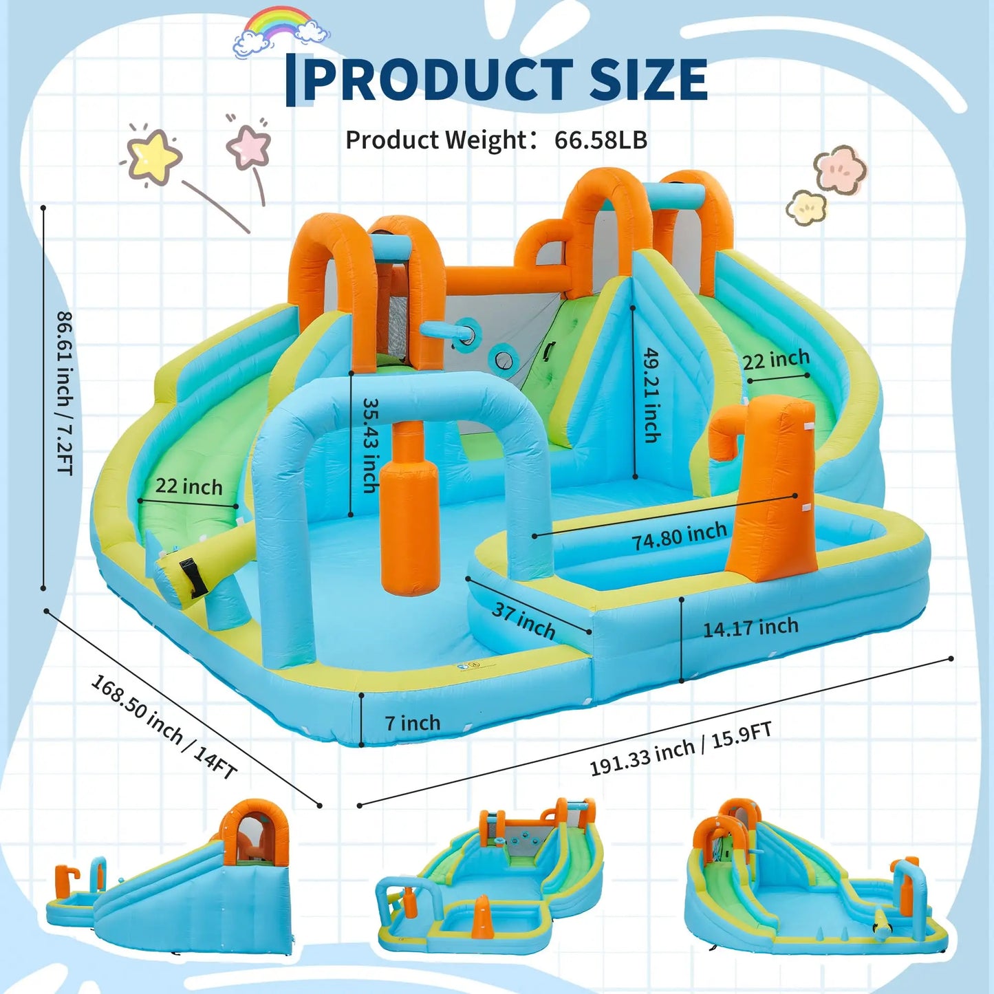 HiMISS 10In1 Inflatable Bounce House Water Park Backyard