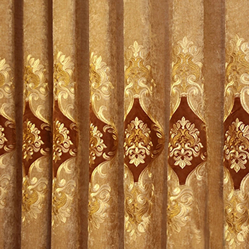 Luxury Chenille Embroidered Curtain Panels for Living Room 2pcs
