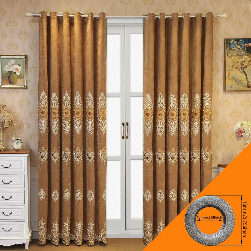 European Chenille Curtain 2 Pack High Shading Living Room Polyester