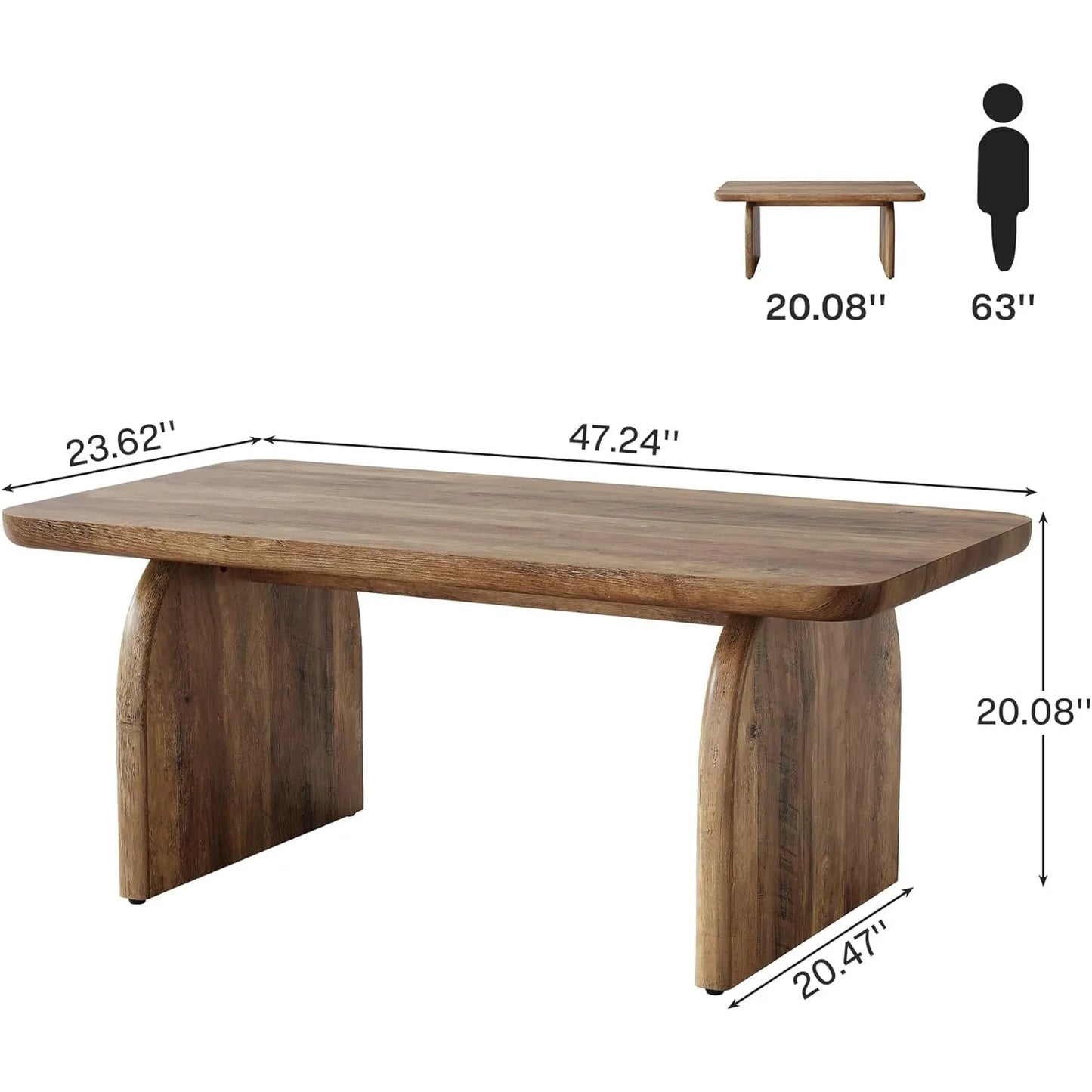 Little Tree Farmhouse Rectangle Coffee Table for Living Room