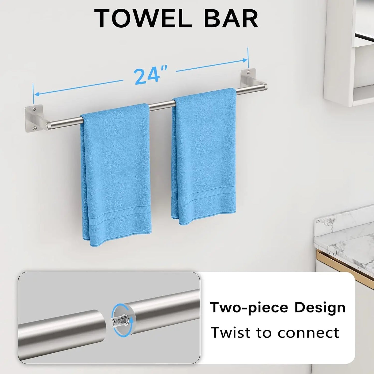 Brushed Nickel Bathroom Accessories Set With Towel Bar Toilet Paper Holder