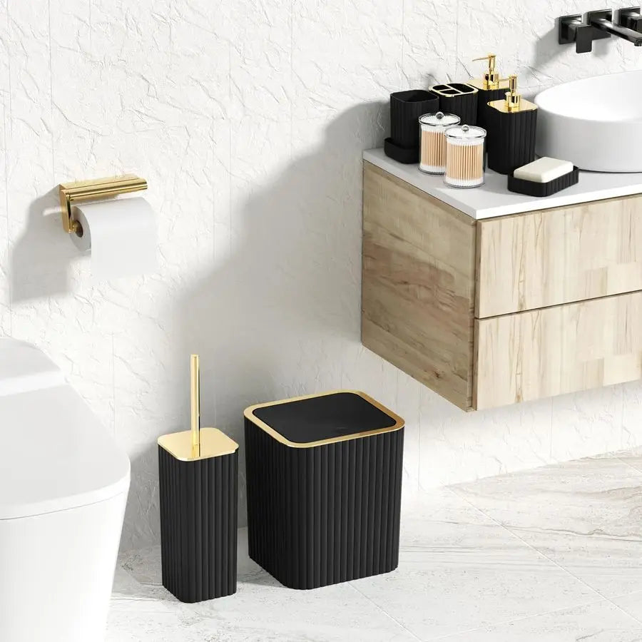 Bathroom Accessories Set With Toilet Brush And Trash Can