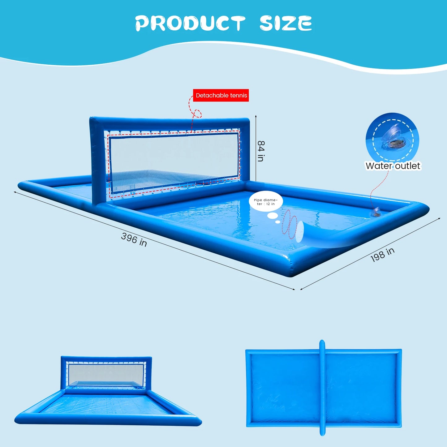 RTS Inflatable Volleyball Court Outdoor Water Play Pool