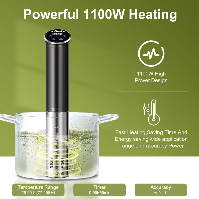 Wancle 1100W IPX7 Waterproof LCD Sous Vide Immersion Circulator