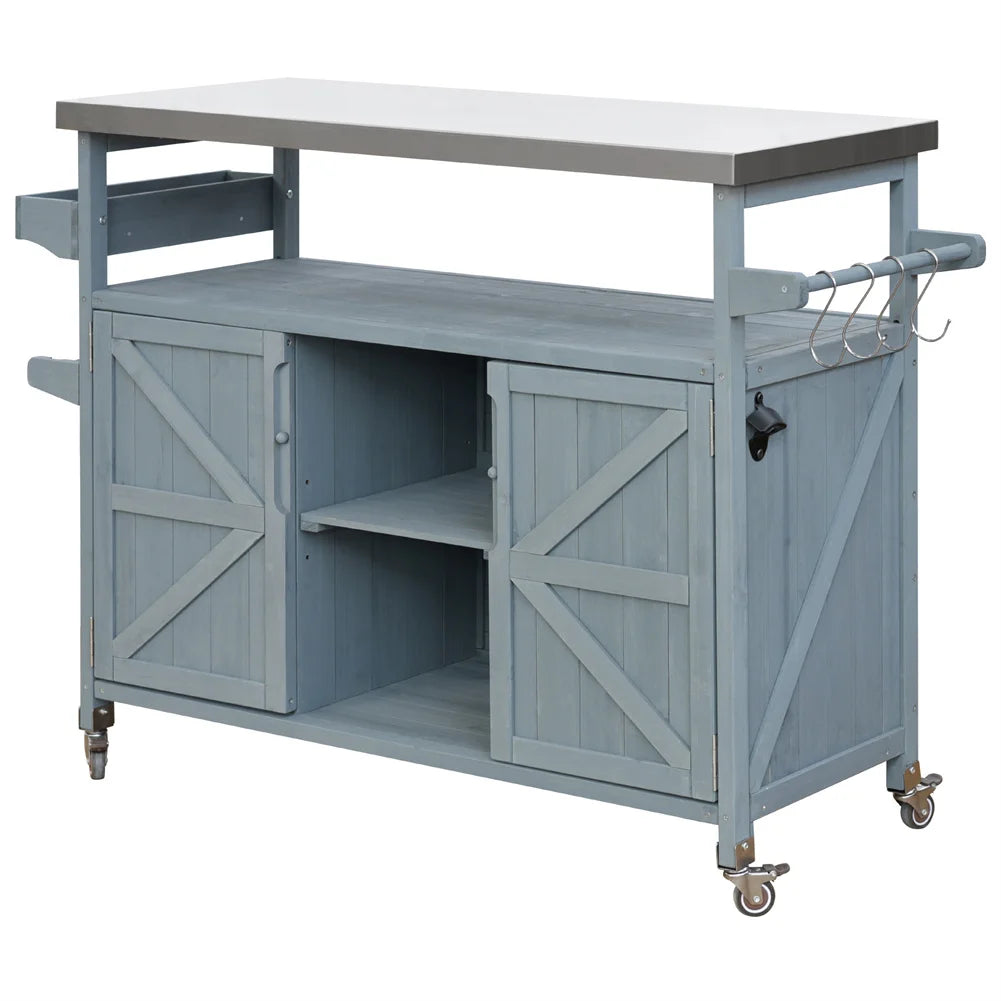 TWISTER.CK Portable Outdoor Bar Table With Storage And Locking Wheels