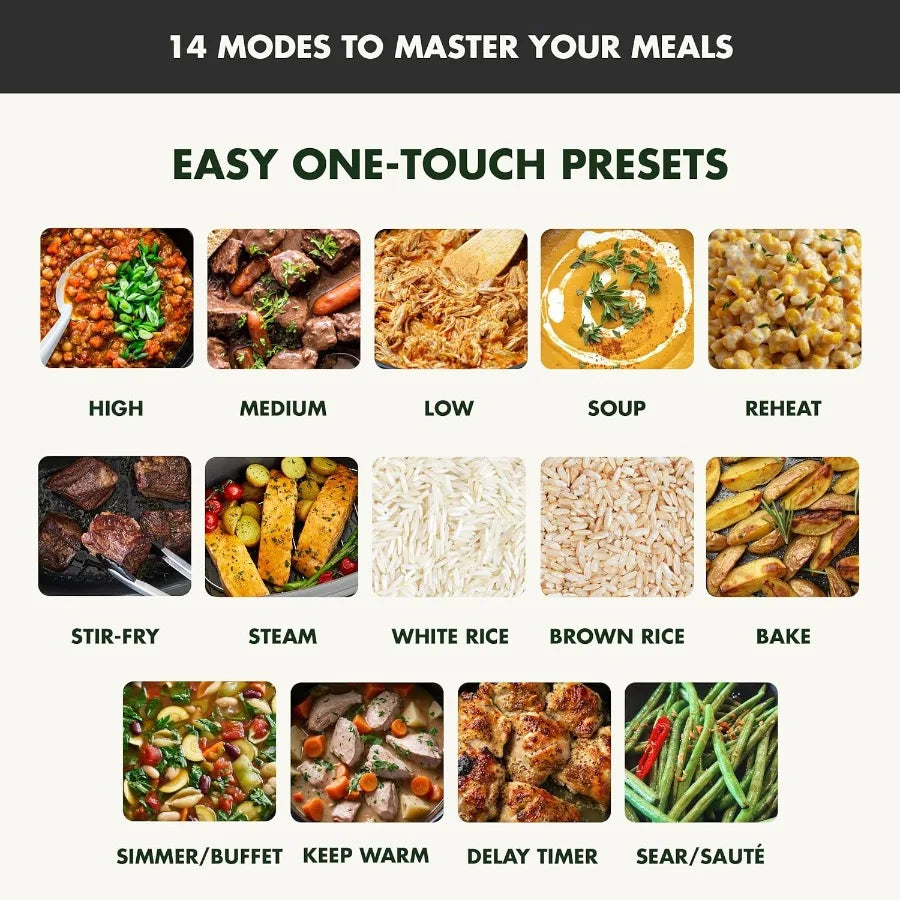 MDNG Elite 14in1 Nonstick Electric Slow Cooker PFASFree