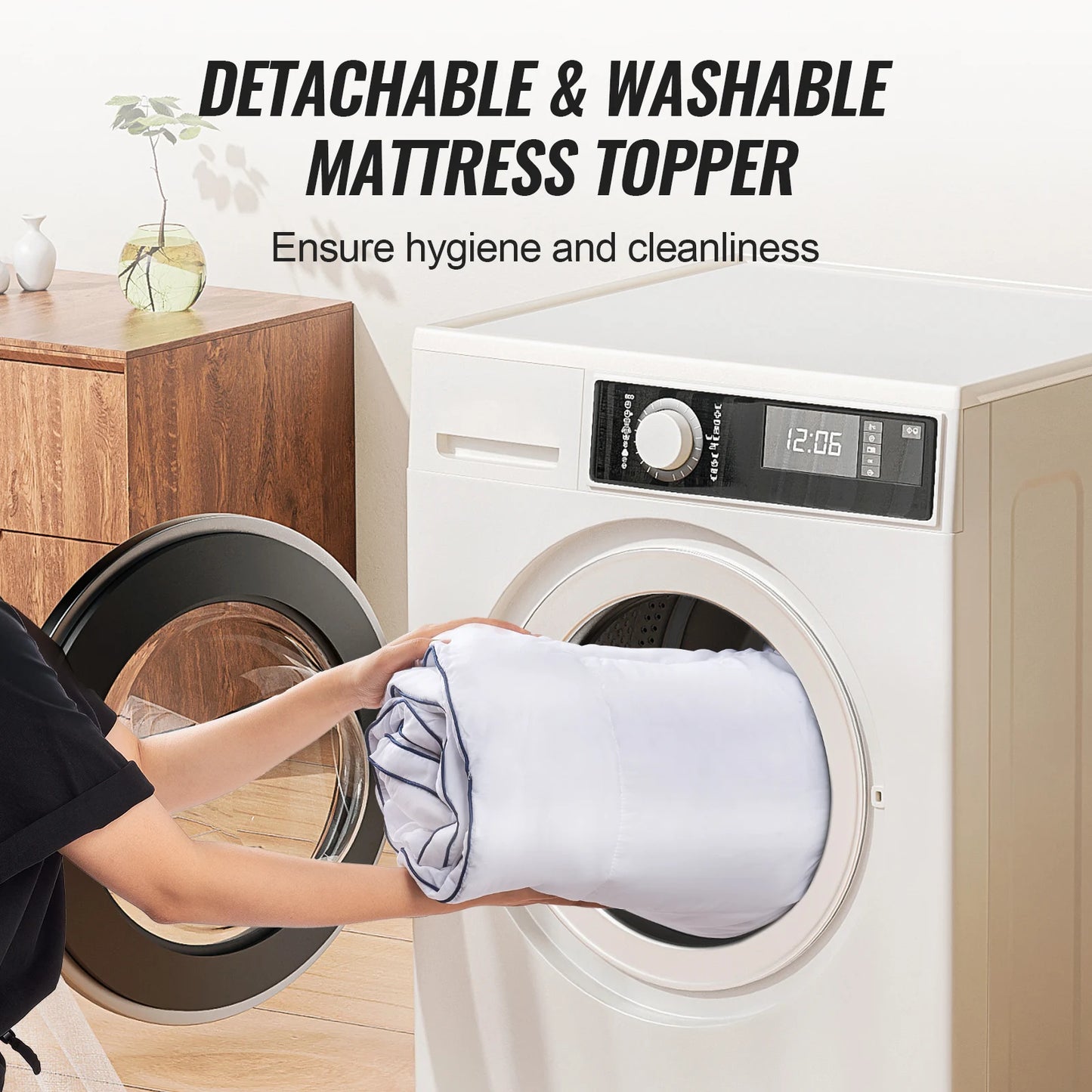 Memory Foam And Fiber Fill Mattress Topper For Pressure Relief