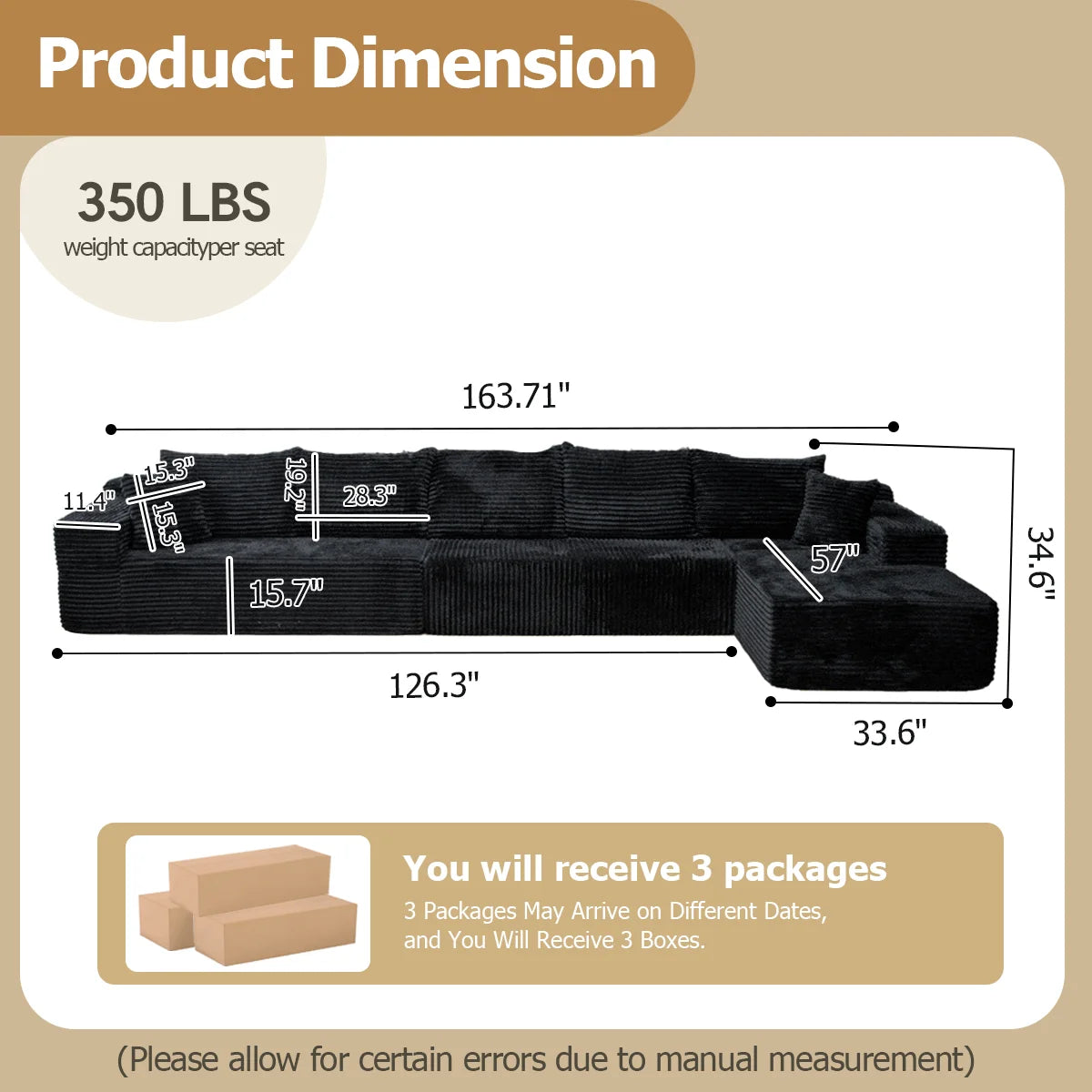 Modular Sofa For Living Room With Modern Design No Assembly