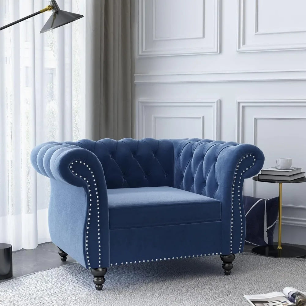 DAFIFY Velvet Chesterfield Living Room Set Sofa Loveseat Chair
