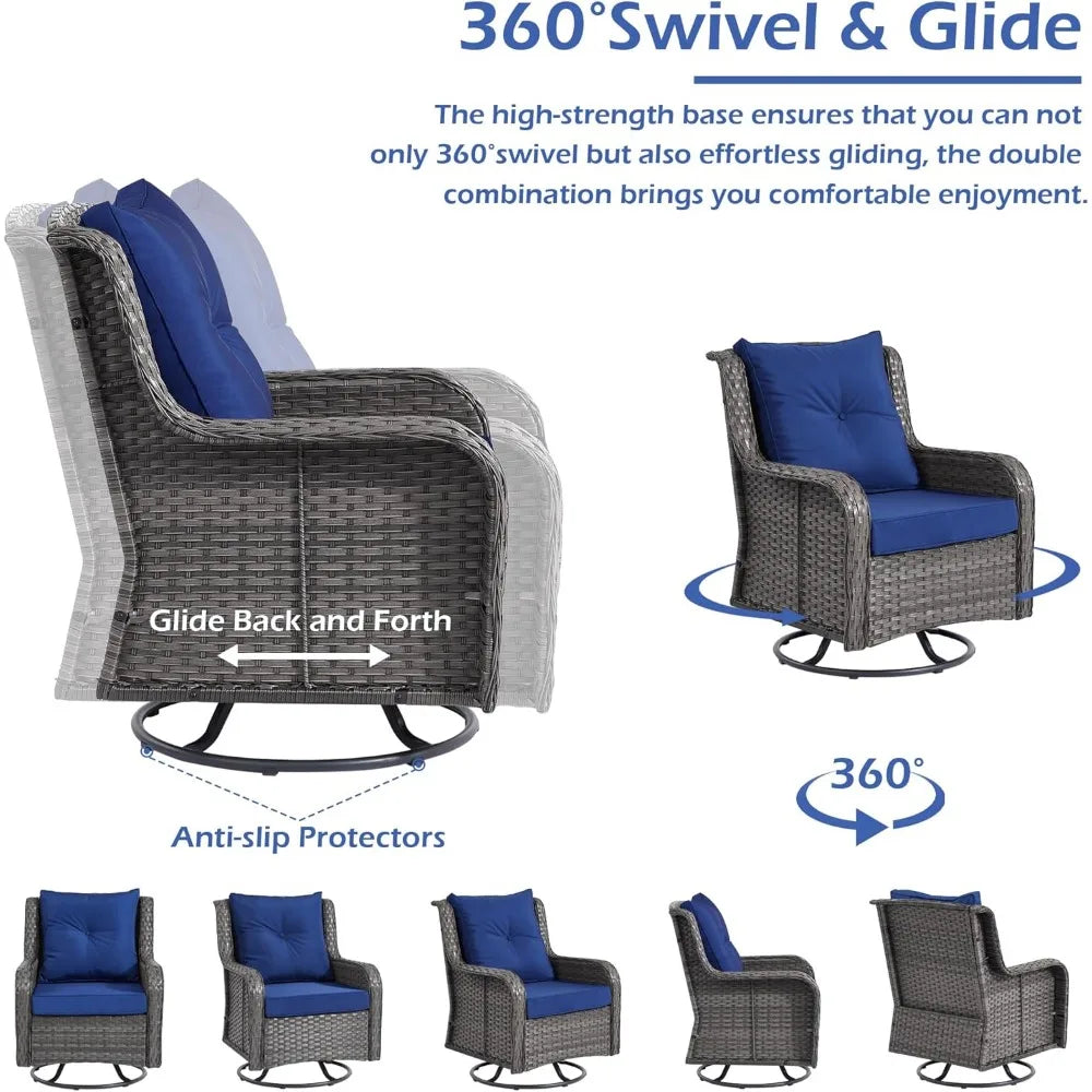 3-Piece Wicker Patio Set With Swivel Chairs And Table