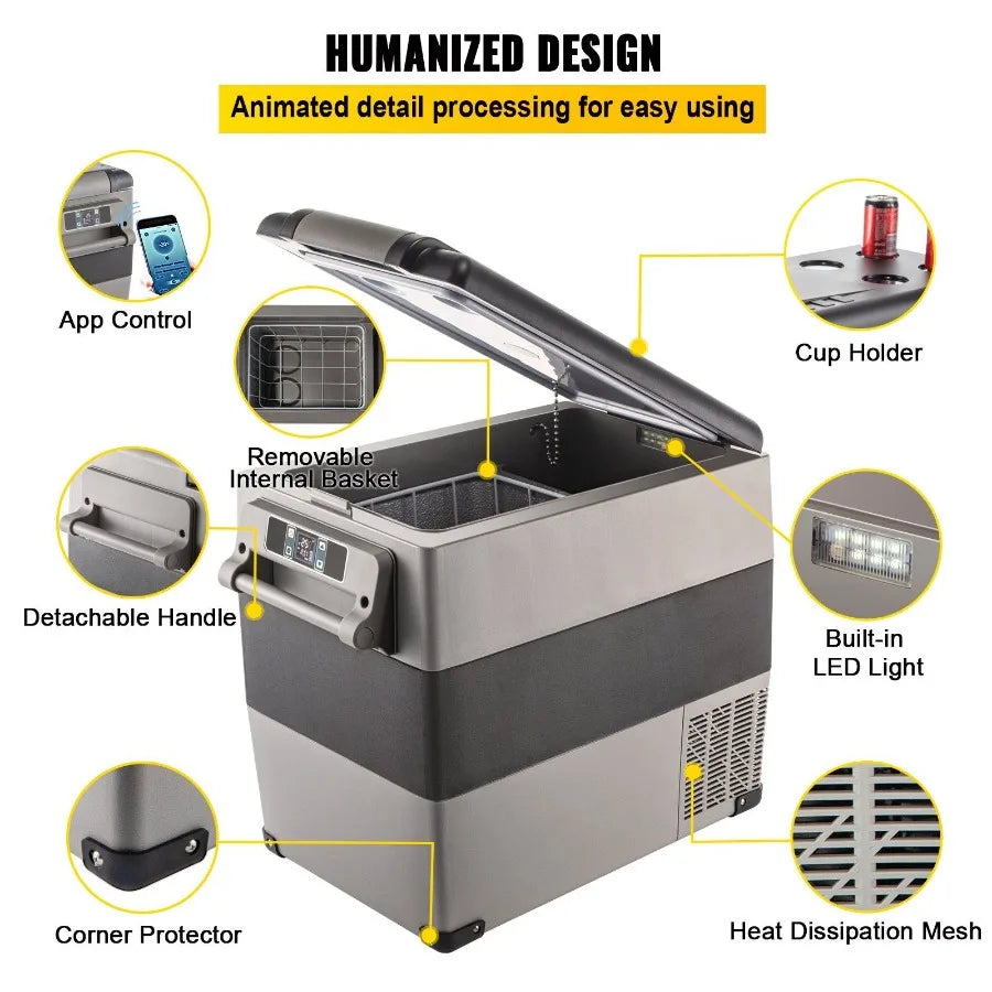 12 Volt Refrigerator 58 Qt Dual Zone Portable Freezer Cooler with 12/24V DC and 110-240V AC for Car Truck RV Camping Home Use i